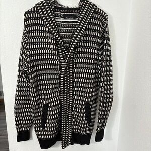 Barney Cools Black Hooded Knit Cardigan XS Long Sleeve NEW